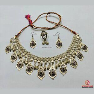 Handmade Tribal Choker Necklace with Earrings & Ring